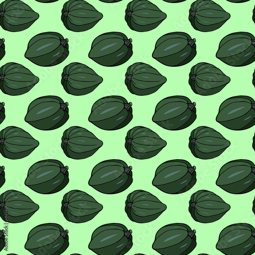 Seamless pattern with hand drawn acorn squash