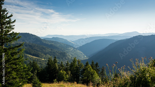 View from the Feldberg through a hazy valley.