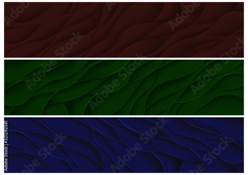Set of Abstract Banners with Layers and Edges - Red and Green and Blue Banner...