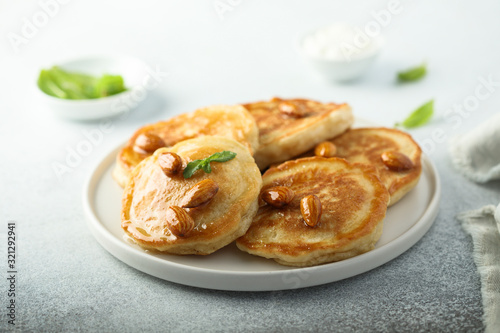 Homemade almond honey pancakes