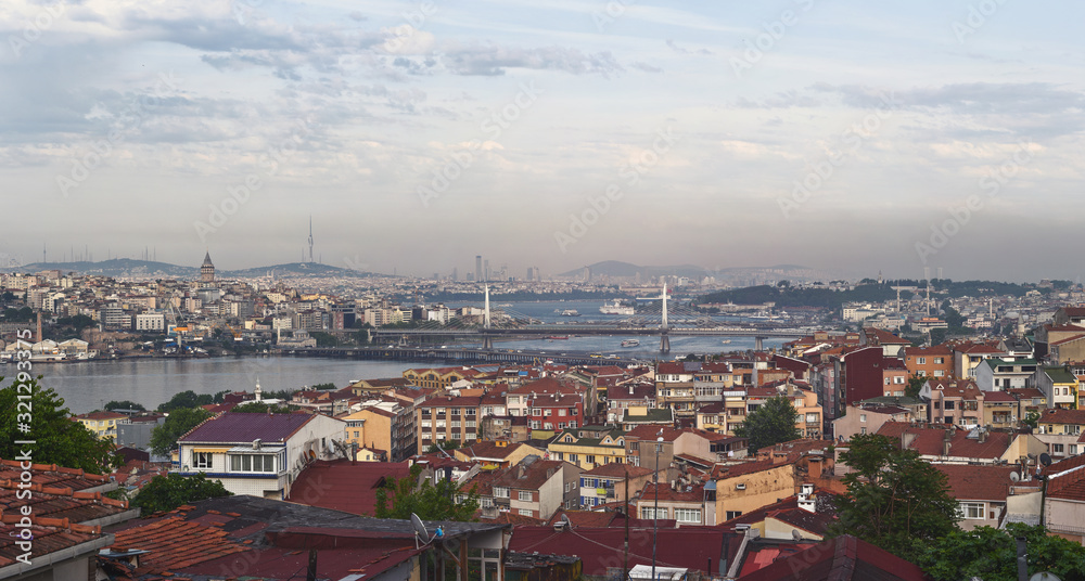 Panorama of Istanbul cityscape with view to Golden horn in high resolution