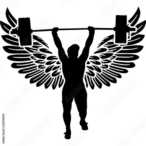 RIP Female Weightlifter, Memorial with Angel Wings Silhouette, Sympathy Silhouette, In Loving Memory of digital vector files