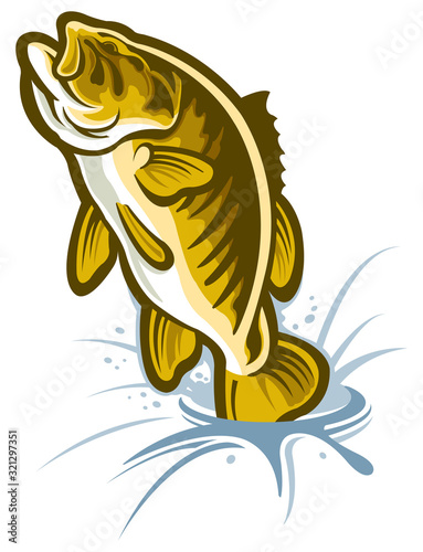 Smallmouth bass leaping