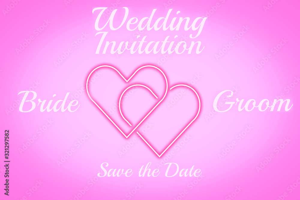 Wedding invitation card neon.