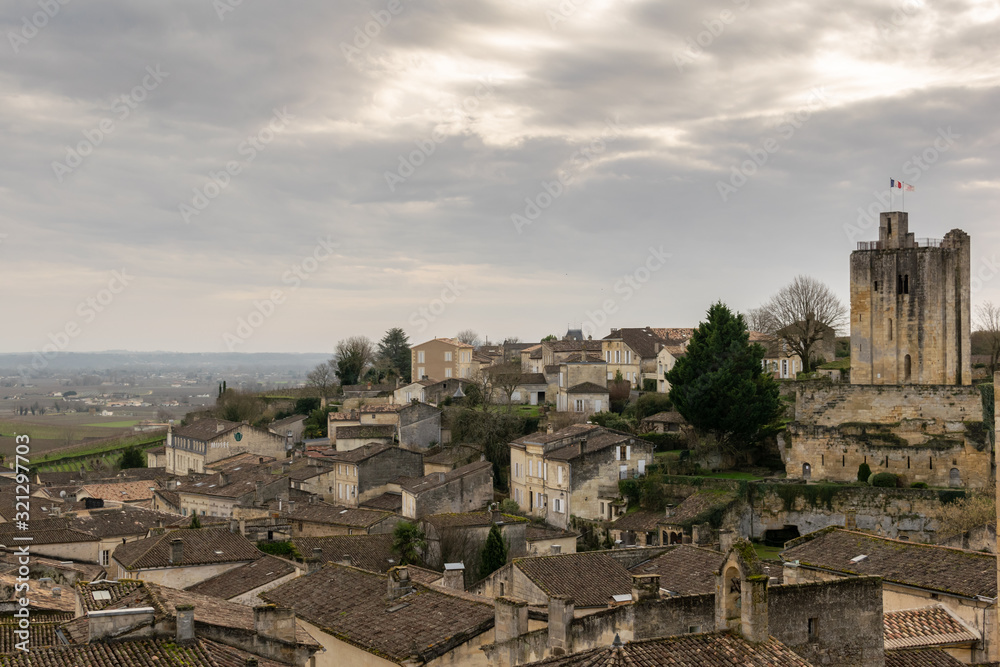 View of Saint Emilion. Medieval architecture. Aquitaine, France, Europe