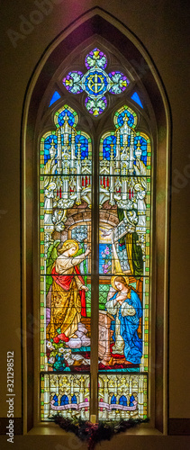 stained glass window, St Mary's German Catholic Church, Fredericksburg, Texas