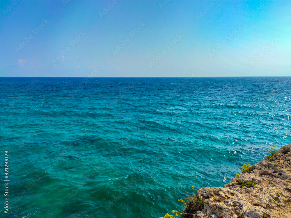 Naklejka premium Mediterranean sea on Septermber in Cyprus