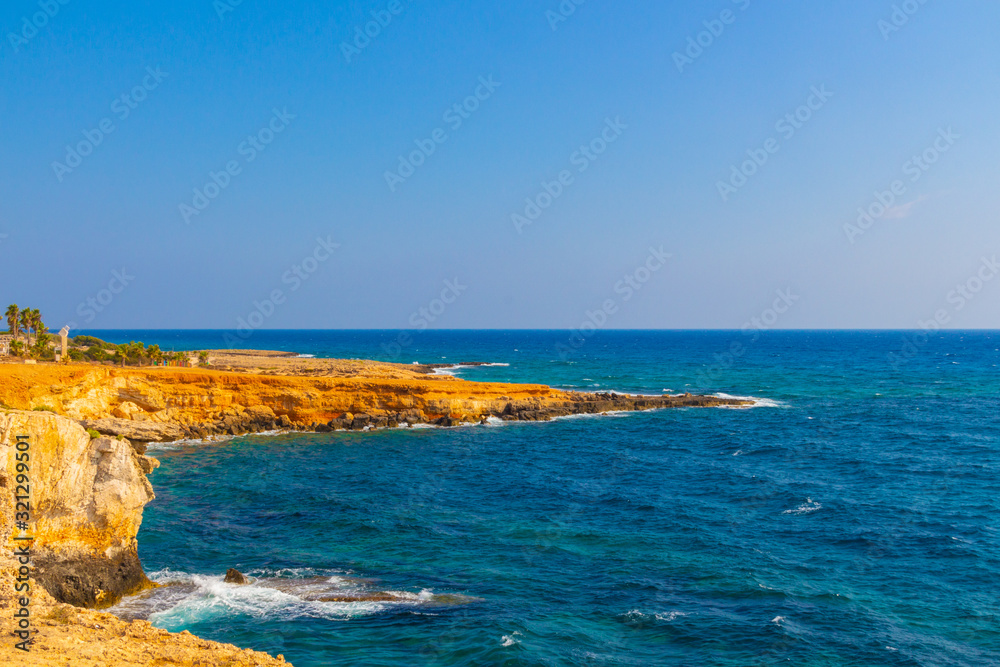 Obraz premium Rocky shore near Ayia Napa, Cyprus.