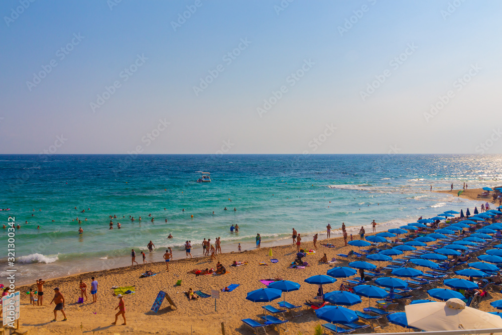 Ayia Napa, Cyprus - September 06, 2019: The cyprian beach during summer Ayia Napa, Cyprus - September 06, 2019: The cyprian beach during summer
