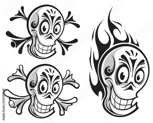 Sugar skull cartoon icons