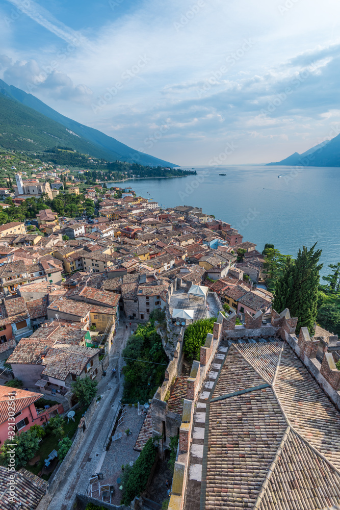 View over the Malcesine town and lake Garda from the Scaliger Castle, Lake Garda, Italy