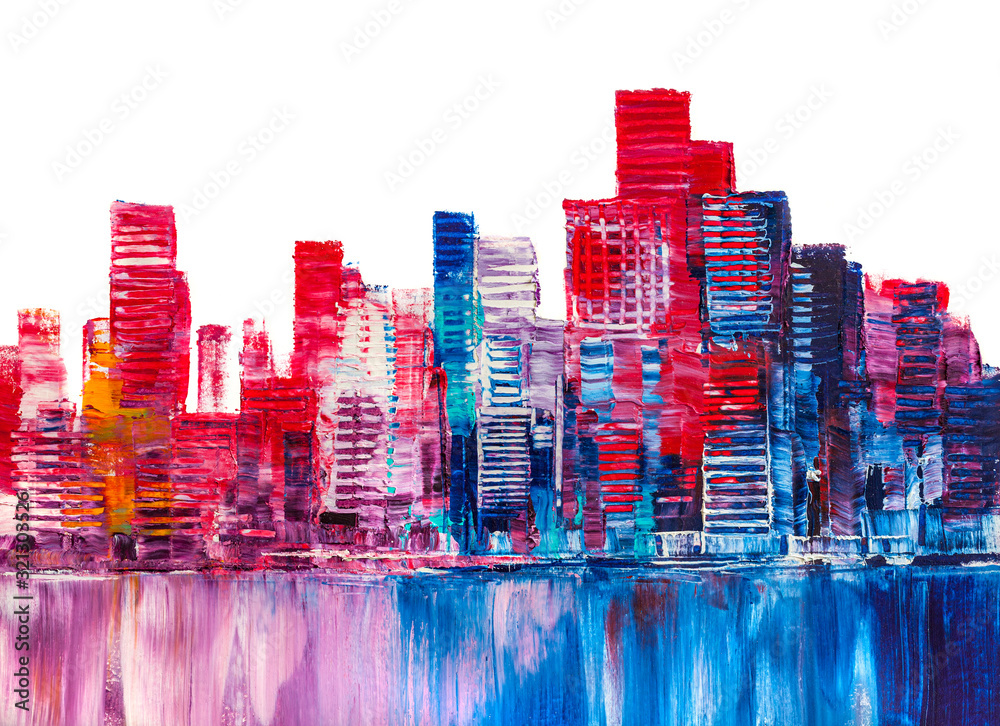 Skyscrapers on a white background. .  Abstract style. Cityscape panorama.