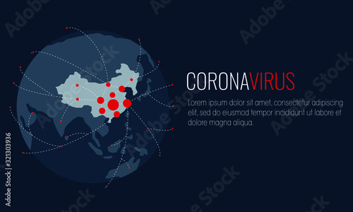 Canvas Print Coronavirus outbreak world map with China