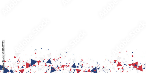 White background with red blue america color geometric triangle. Abstract background vector illustration with copy space.