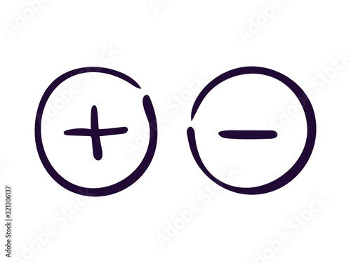Plus and minus button icon on white background