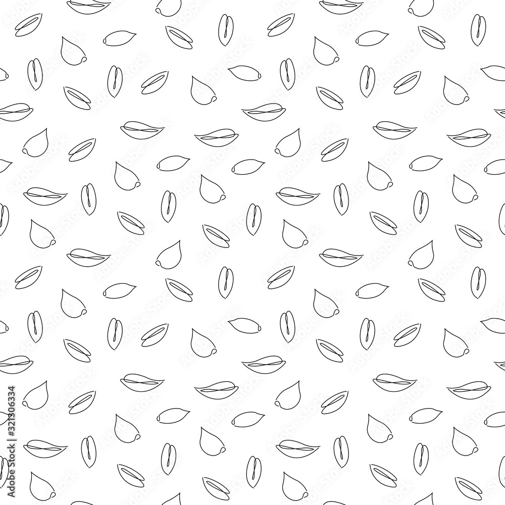 Vector seamless pattern with continuous line wheat seeds, grain crop. Perfect for packaging design, branding, textile