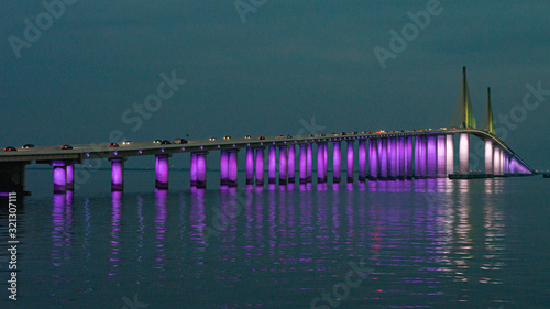 Skyway Bridge light display—purple approach