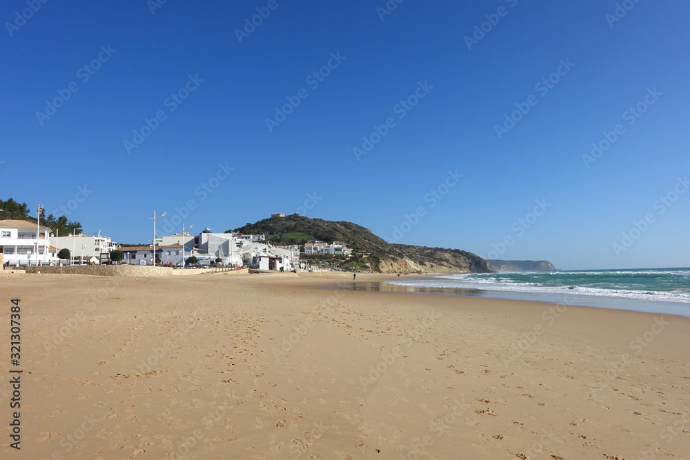 The beach at Salema on the Algarve in winter
