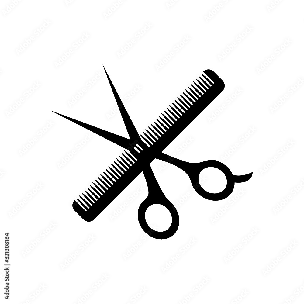 Scissor and comb icon isolated on white background Scissor and comb icon isolated on white background