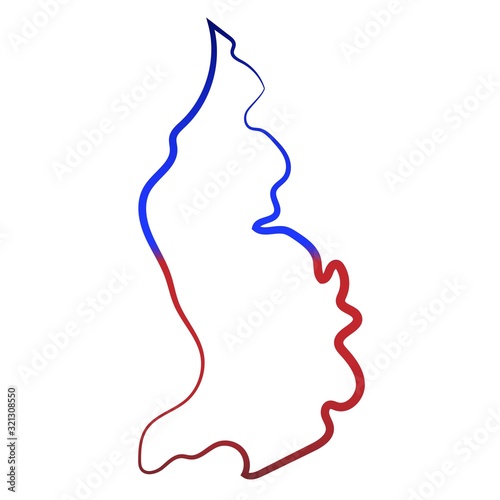 Liechtenstein coloring the contour map. Vector background. Outline