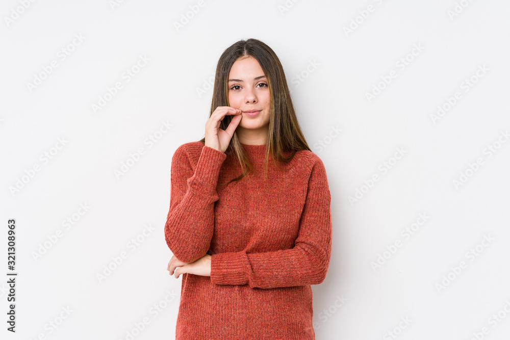 Young caucasian woman posing isolated Young caucasian woman posing isolated