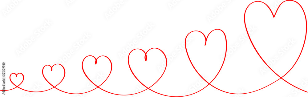 Red heart - outline drawing for an emblem or logo. Template for greeting card for Valentine's Day.