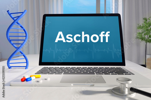 Aschoff – Medizin/Gesundheit. Computer im Büro mit Begriff auf dem Bildschirm. Arzt/Gesundheitswesen