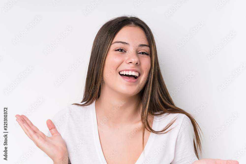 Young pretty caucasian woman face closeup isolated Young pretty caucasian woman face closeup isolated