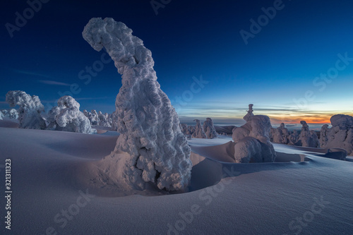 Winter in Jeseniky Mountains in Czech Republic. A huge amounts of snow in photography.