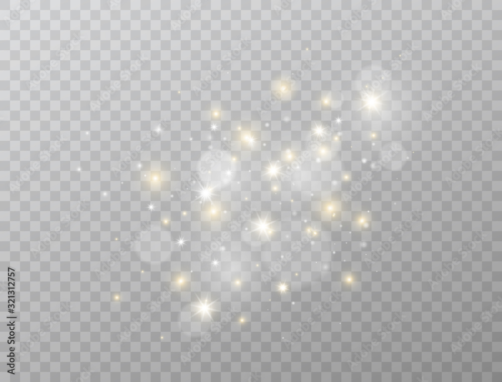 Glowing light effect isolated on transparent background. Star burst