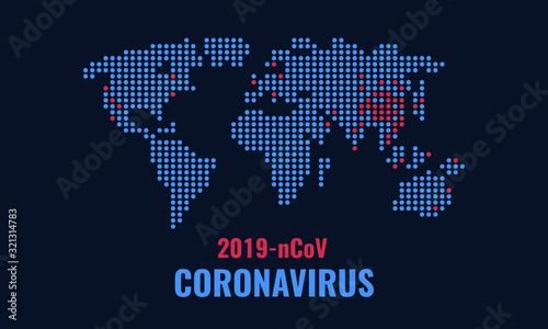 Coronavirus outbreak dotted world map