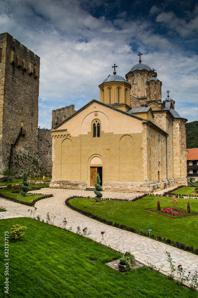 Monastery Manasija, XV century orthodox Serbian monastery near Despotovac city, Serbia.