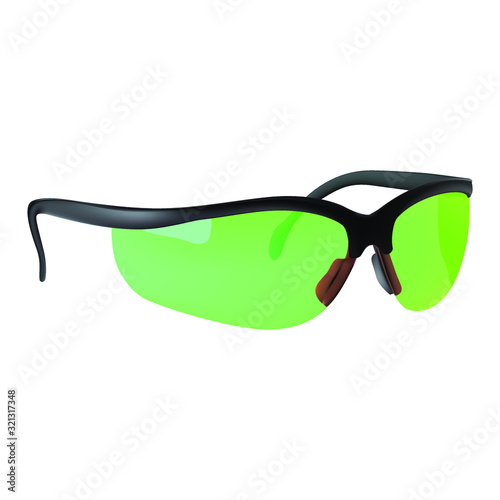 Sport sunglasses. Realistic isolated on white background. Transparent lens.