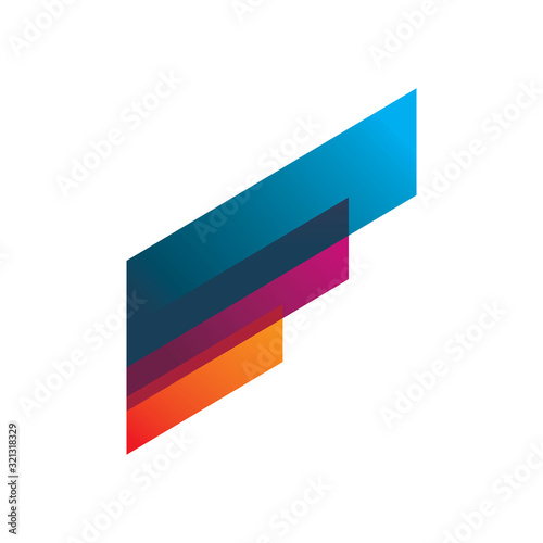 creative color letter f square motion logo design
