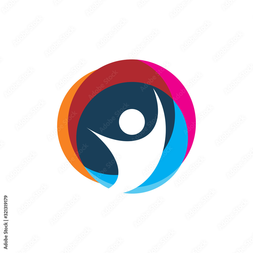 creative color people active happy sport healthy logo design