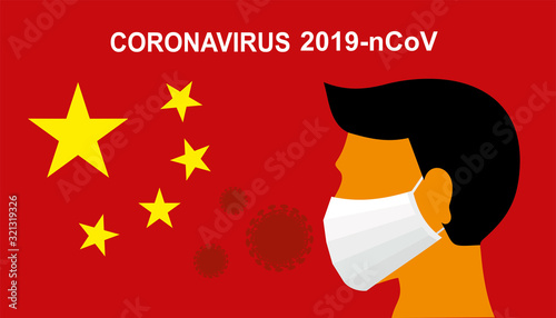 Wuhan coronavirus 2019-nCoV concept.Dangerous chinese nCoV coronavirus, SARS pandemic risk alert. Chinese virus. Vector illustration