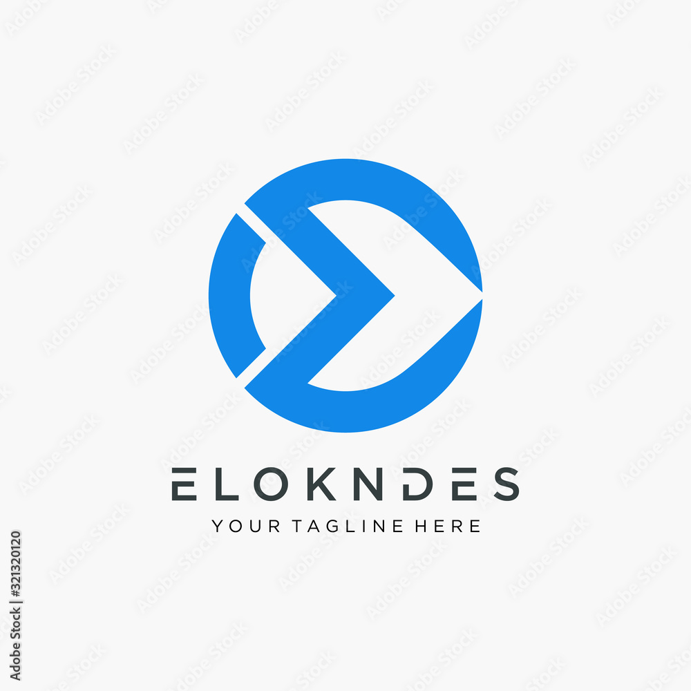 abstract Initial letters E logo design with shape circle concept.- vector