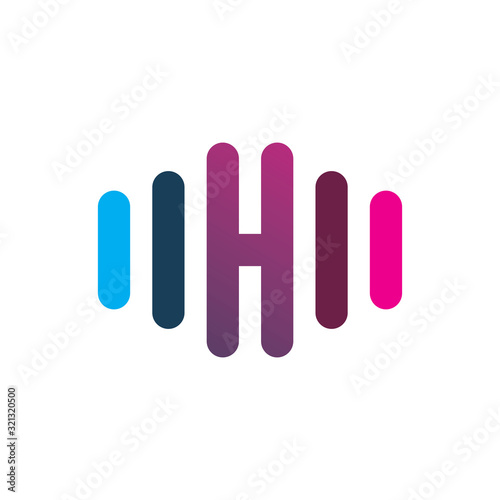 creative color fence letter h chart logo design