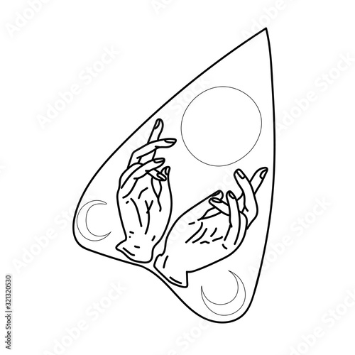 Sprite board runner , Witchboard pointer, witchcraft isolated on white background, witch object Magical art Ouija board object
