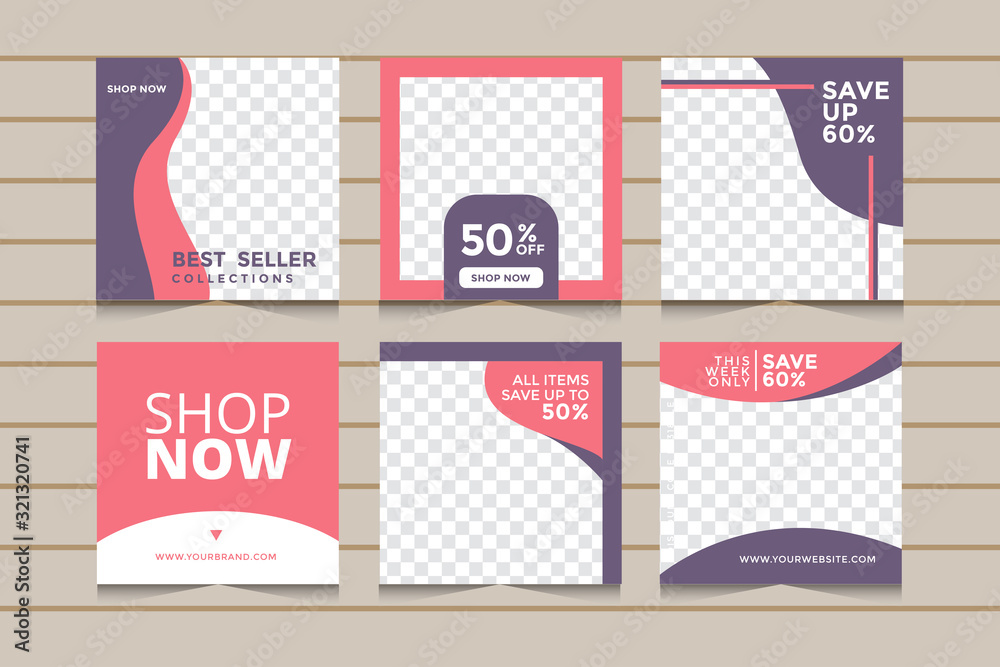 Set modern square editable banner template. Suitable for social media post and web,internet ads. Vector illustration with photo college.