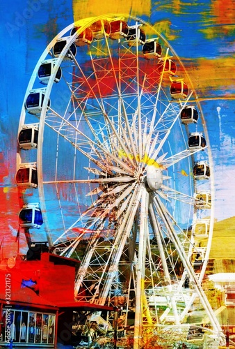 Close up of the Ferris Wheel at the V&A waterfront in Cape Town