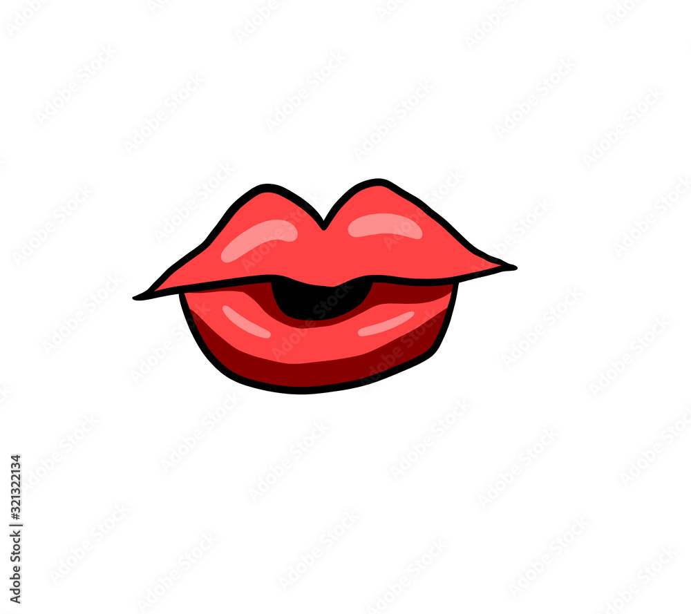 Cartoon Stylized Red Lips Cartoon Stylized Red Lips