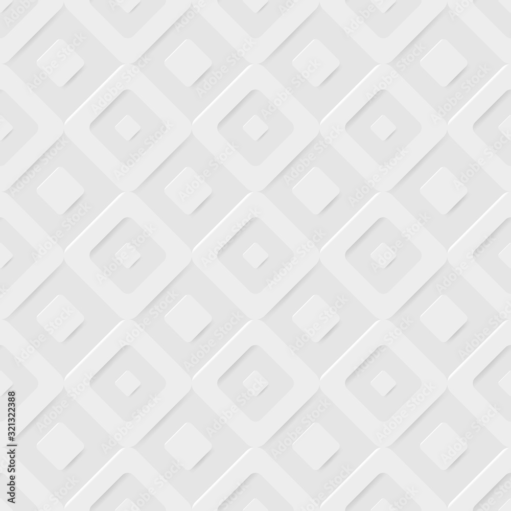 White texture, seamless dotted rounded squares with shadows