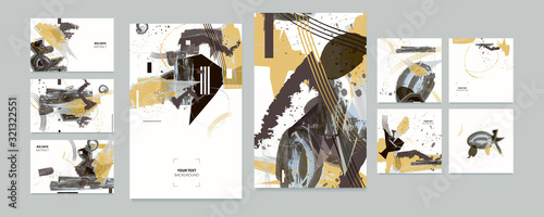 Pastel muted pale calm tones card templates set. Collection of romantic abstraction background