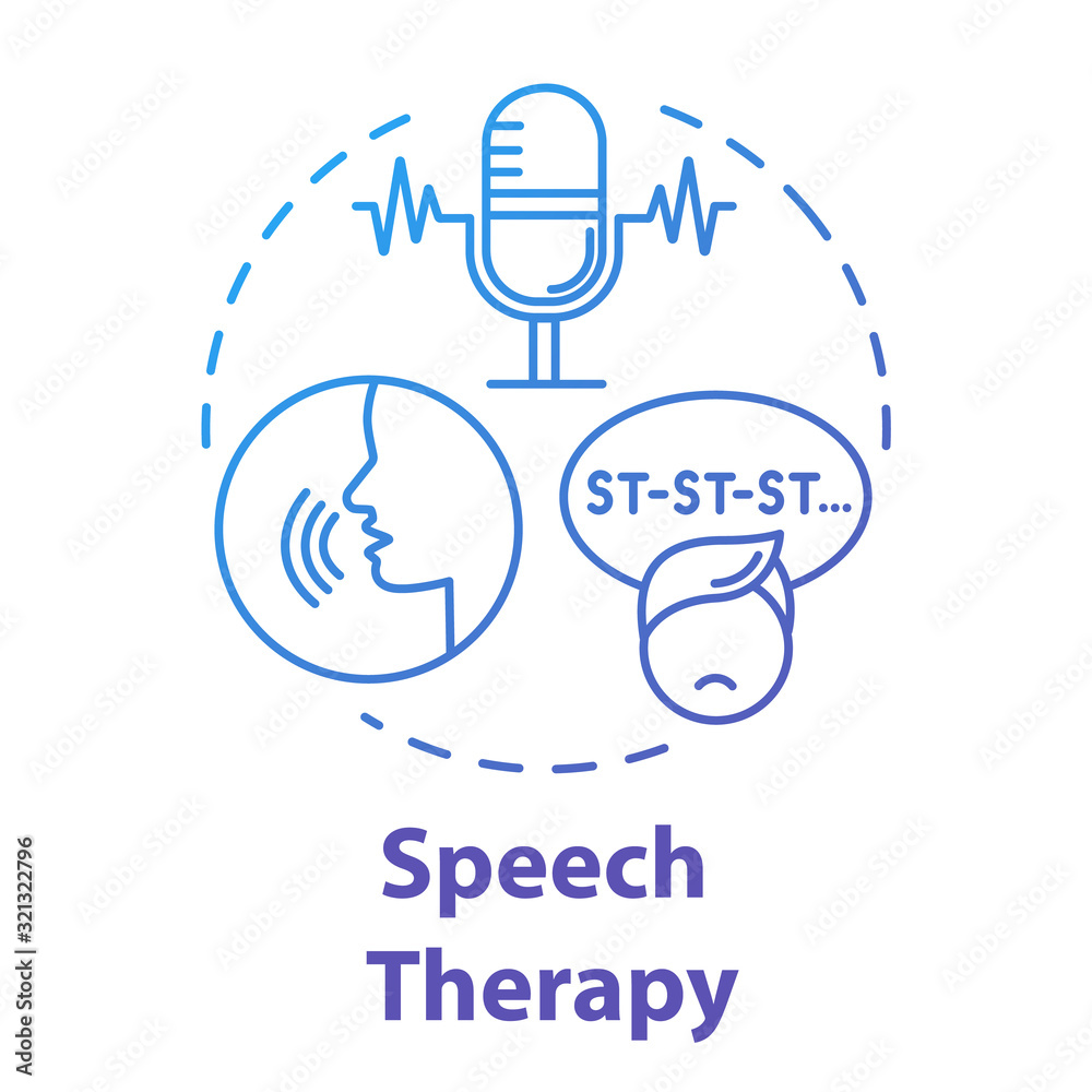 Speech therapy concept icon. Asperger disorder. Exercise for stuttering ...