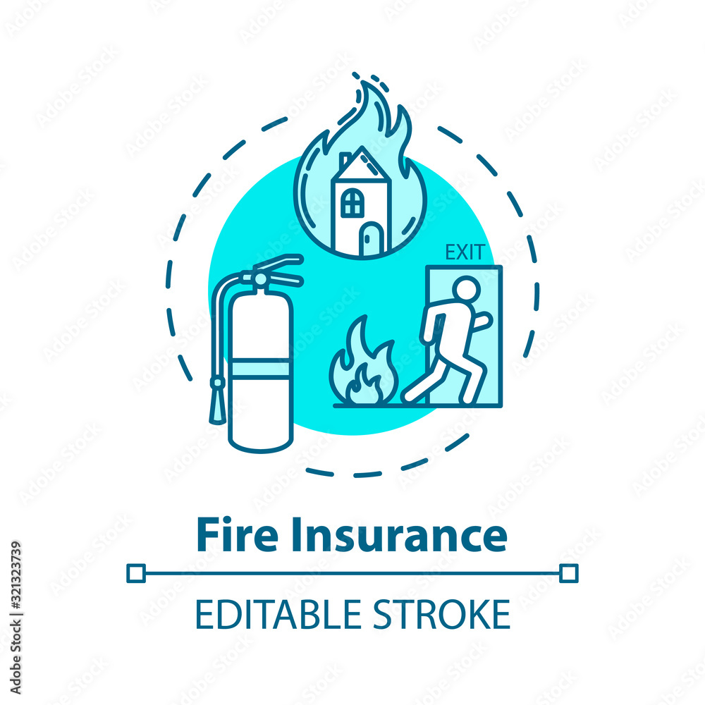 Fire insurance concept icon. Risk management. Flame destruction for real estate. House damage coverage idea thin line illustration. Vector isolated outline RGB color drawing. Editable stroke Fire insurance concept icon. Risk management. Flame destruction for real estate. House damage coverage idea thin line illustration. Vector isolated outline RGB color drawing. Editable stroke