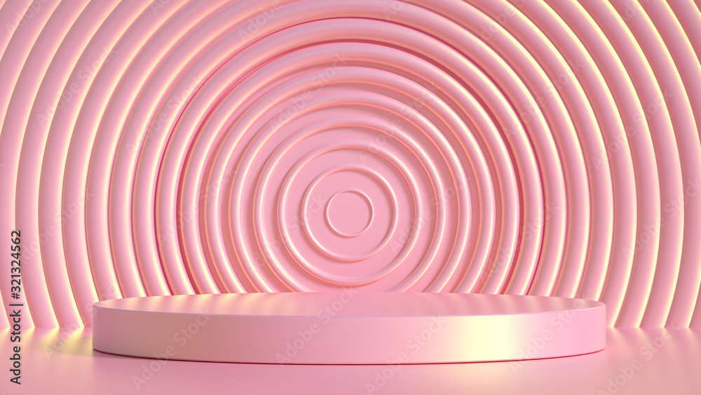Obraz premium Elegant metal background with pedestal, podium and studio. 3d illustration, 3d rendering.