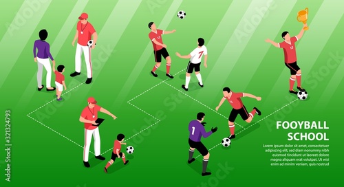 Football School Isometric Infographics