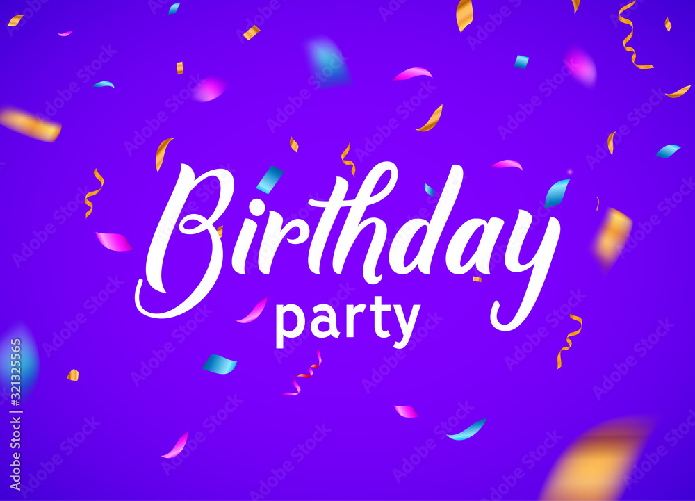 Birthday celebrate party confetti background. Fun carnival birthday decoration vector