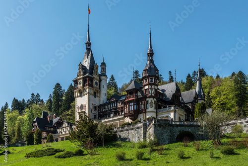 Peles royal palace (castle) in Romania during summer